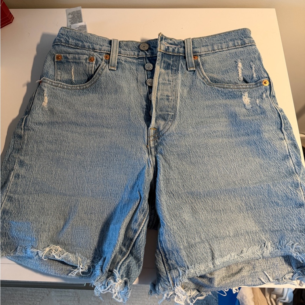 Levi’s 501’s Light Wash Distressed Denim Shorts